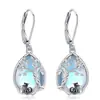 Pendientes Collar de Piedra Lunar Amazon Cross-Border Pendientes Europeos y Americanos de Lujo Ligero Gama Alta Corazón Árbol de la Vida para Mujeres