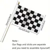 Em estoque transfronteiriço e entrega rápida bandeira de mão de corrida F1 xadrez preto e branco bandeira de competição haste de madeira maciça dourada haste de plástico atacado