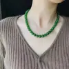 Collar de Jade Verde Natural de Taiwán de Fábrica de Origen, Cadena Mom Color Jadeíta, Cadena de Torre Verde Espinaca, Cadena para Clavícula de Cuentas de Jade
