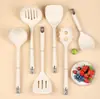 Utensilios de Cocina de Silicona con Mango de Gota de Agua, Modelo Nuevo Transfronterizo, Antiadherentes, Resistentes a Altas Temperaturas, Estante de Almacenamiento, Espátula de Silicona y Cucharón para Sopa