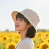 Sombrero de Pescador de Algodón Puro para Mujer, Protección Solar de Primavera y Verano, Sombrero de Sol Pequeño Versátil que Muestra la Cara, Sombrero de Cubo Estudiante para Montañismo al Aire Libre, Sombrero de Algodón Puro