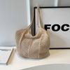 Bolsa de Palha Tecida Grande Capacidade para Viagem de Verão para Mulheres, Bolsa de Palha Vazada, Bolsa de Ombro Versátil Tendência 2026