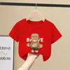2110 # 2025 Nova Roupa de Verão Infantil Tops para Meninos e Meninas Camisetas de Manga Curta 100% Algodão para Crianças Médias e Grandes