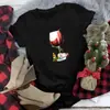 Camisetas Casuais Divertidas Femininas Gola Redonda Camiseta de Natal Gola Redonda