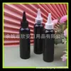 Botella negra de 120 ml con aplicador de punta fina, tapa de punta, botella de plástico de 120 ml, tapa de punta, hombros redondos, botella PET, botella de inyección de agua