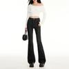 Calça Jeans Flare Estilo Coreano, Moda Feminina Cintura Alta com Controle da Barriga, Verão 2025, Calça Bootcut Confortável que Afina e Cobre os Quadris