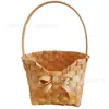 Cesta Pequena com Laço de Madeira Dia das Mães Dia dos Professores Arranjo de Flores Cesta Decorativa Lembrança Floral Cesta para Embalagem de Frutas