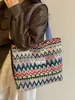 Bolsa tote de lona grande capacidade estilo étnico para mulheres, novo modelo 2026, bolsa de ombro para o dia a dia, bolsa de mamãe simples e versátil