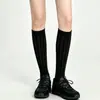 Calcetines para mujer, calcetines de tubo largo para otoño e invierno, calcetines de algodón puro con rayas verticales tridimensionales hasta la rodilla, calcetines versátiles de estilo coreano para media pierna