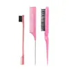 Set de Peines Transfronterizo, Set de Tres Piezas, Cepillo para Levantar el Cabello, Cepillo para Bordes, Peine de Cola con Punta de Aguja de Acero, Pincel Doble para Cejas, Herramienta para Peinar el Cabello