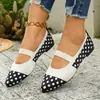 Nuevos zapatos planos de punto con lunares y punta fina estilo comercio exterior para mujer, transpirables, de suela blanda, sin cordones, zapatos de ballet para el trabajo