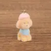 Boneca de Animal de Estimação Estereoscópica Criativa Fofa de Resina com Flocagem Ornamento de Micro Paisagem DIY Chaveiro Pingente de Celular