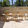 Pátio Terraço Mesa e cadeira ao ar livre Madeira maciça Design ao ar livre Anticorrosivo de madeira Mesa de jantar e cadeira High-end Villa Garden Rattan Mesa e Cadeira