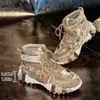 Novos Sapatos Chunky Femininos com Strass, Sapatos Casuais Esportivos da Moda, Comércio Transfronteiriço, Sola de Durian com Aplicações de Diamante, Sapatos Femininos de Salto