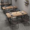 Mesa de comedor y silla de madera maciza moderna estilo industrial hierro barbacoa mesa para olla caliente transparente Bar cafetería Música comedor mesa combinación