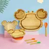 Bandeja Multifuncional de Madeira em Formato de Caranguejo para Uso Doméstico, Bandeja para Frutas e Lanches, Bandeja Fofa para Comida de Bebê, Prato de Jantar Infantil