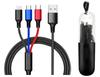 Cable de datos trenzado de carga rápida de un a tres para teléfono móvil, al por mayor, para Apple Android tipo-c, cable de carga cápsula