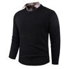 Suéter Informal Perezoso de Punto Falso de Dos Piezas con Cuello Redondo Ligeramente Holgado, Nuevo para Otoño e Invierno, para Hombre, Amazon Transfronterizo 2025