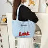 Nova Bolsa de Mão Bordada de Desenho Animado, Bonita e Macia, Bolsa de Ombro de Grande Capacidade, Bolsa Tote Versátil para o Dia a Dia em Algodão Acolchoado