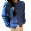 Cárdigan de punto trenzado con botones estilo coreano para mujer, nuevo modelo otoño e invierno 2026, holgado y chic, top adelgazante, ropa de mujer de moda
