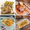 Caja de Papel de Aluminio Horno Barbacoa Huevo Horneado Rectangular Hogar Comercial Caja para Llevar con Tapa Lonchera de Papel de Aluminio