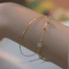 Pulsera de Doble Capa con Electrochapado en Oro Real para Mujer, Retro Literaria y Nicho Fresco Elegante, Pulsera de Alta Gama, Sencilla y Versátil Hecha a Mano
