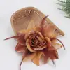 2025 Seis Hojas Cabeza de Flor Grande Sombrero de Flor Ropa de Flor Amazon Moda Europea y Americana Tela Brillante Pluma Flor Artificial 910