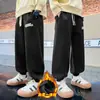 Z1094 calça casual de veludo de peça única - para crianças de 2023 outono e inverno, nova, para crianças médias e grandes, moda infantil, com amarração no tornozelo, para meninos