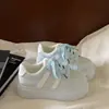 Zapatillas Deportivas de Encaje Azul para Mujer, Suela Gruesa, Aumentadoras de Altura, Otoño e Invierno 2026, Nuevos Mocasines Casuales Versátiles para Estudiantes
