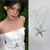 Colar de Dopamina "Estrela" Estrela Pequena Estilo Minimalista Pentagrama Corrente Longa para Moletom Pingente Versátil
