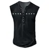 Chaleco sin mangas de verano nuevo para hombre, europeo y americano, de punto, para playa, ocio, deportes, con siete botones, estampado desgastado, talla grande