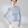Camiseta Ajustada Multicolor con Cuello Alto para Principios de Otoño 2026, Lyocell Lana Acetato Suave como Nube Tacto Nude Ajuste Delgado Manga Larga Camiseta Básica para Mujer