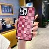 Funda Cuadrada Rosa a Cuadros Popular de Amazon Adecuada para iPhone 16 Funda de Vidrio, Funda Sencilla de Manzana 18Pm para Niñas
