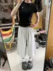 Novedad de Verano Estilo Deportivo de Moda Pantalones Cortos de Cintura Alta para Hombres y Mujeres, Pantalones Acampanados de Pierna Ancha de Corte Holgado, Versión para Parejas, Tendencia de Ins