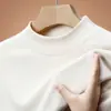 Outono/Inverno 2026 Novo Camiseta Masculina para Meia-Idade e Jovens, Gola Redonda Meia-Alta, Veludo Alemão, Fleece Dupla Face, Quente, Manga Longa, Camada Base