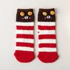 Calcetines de felpa coral de dibujos animados para mujer otoño e invierno media pantorrilla Navidad bordado hogar cálido piso para dormir calcetines felpa fábrica mayoreo