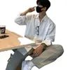 Camisa casual británica para hombre, de manga larga, gris de alta gama, estilo maduro, adecuada para usar debajo de un traje, camisa de moda oversize