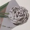 Moda Versátil Elegante Coreana Xadrez Rosa DIY Grampo de Cabelo Corda de Cabelo Adorno de Cabeça Corsage Acessórios de Flor para Roupas