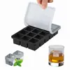 Bandeja de Hielo de Silicona de Grado Alimenticio Más Vendida Transfronteriza con Molde para 15 Cubos de Hielo Cuadrados Grandes con Tapa Caja para Hacer Hielo de Bolas de Hielo para Whisky