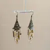 Brincos de Franja Gota d'Água em Zircônia Super Brilhantes, Estilo Étnico Retrô Artístico, Design de Gancho de Orelha Fashion, Brincos Únicos e Versáteis