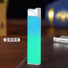 Encendedor Nuevo, Elegante, Delgado, Compacto, a Prueba de Viento, con Llama Verde, Recargable, con Logo Láser, Parche DIY