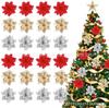 Polvo dorado navideño de 14 cm, flor tridimensional hueca, polvo de cebolla en polvo, accesorios para guirnalda de árbol de Navidad, atuendo navideño