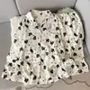 Directo de fábrica [47 patrones] cárdigan de doble capa de algodón nube con solapa, ropa de casa de verano de manga larga y pantalones largos