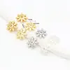 Cobre Puro Chapado en Oro 18K Color Duradero Tapa de Flor Pétalo Hueco Pulsera DIY Cuentas de Hilo Tapa de Cuenta Joyería C02