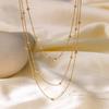 Moda Minimalista Transfronteriza Cadena Multicapa de Cuentas Doradas Apilada con Gargantilla Ajustable Collar Personalizado de Acero de Titanio para Mujer