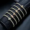 Pulsera elástica para mujer Amazon Transfronteriza Moda Letra Simple Cobre Incrustado con Circonita y Cuentas Uvccb