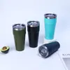 Taza de coche de doble capa de acero inoxidable personalizada con pajilla, aislada para mantener las bebidas calientes o frías, vaso de cerveza resistente al hielo, taza termo portátil para coche