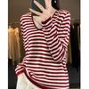 Suéter de Punto Cálido de Lana Fina Transfronteriza 2025 Otoño e Invierno Nuevo para Mujer, Cuello en V, Bloques de Color, Falso Dos Piezas, Jersey de Manga Larga