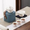 Juego de té de viaje traje porcelana jade grasa de oveja Taza Express portátil para exteriores kung fu una tetera tres tazas regalo de negocios logotipo
