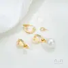 Clipes de Orelha com Banho de Ouro 14K Preserva Cor Zircônio Formato C Suporte para Pingente Olho de Ovelha Sem Furo e Indolor Acessórios para Brincos de Pérola Adesivos DIY